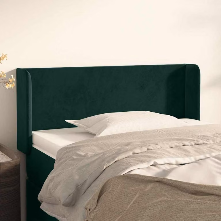 Testiera ad orecchio vidaXL in velluto verde scuro, L: 103 cm, P: 16 cm, H: 78-88 cm