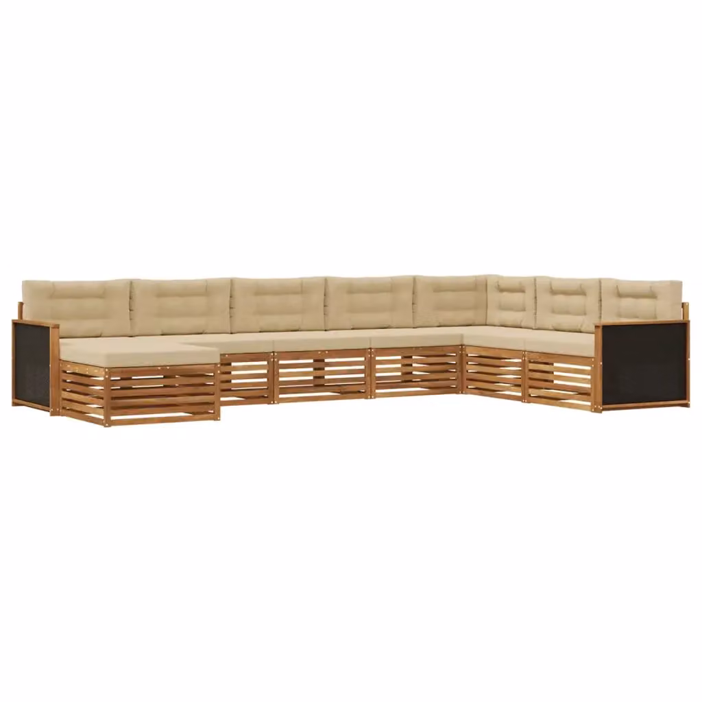 Set di divani da esterno a L con 8 pezzi vidaXL in legno di acacia color sabbia e beige con cuscini inclusi – 2