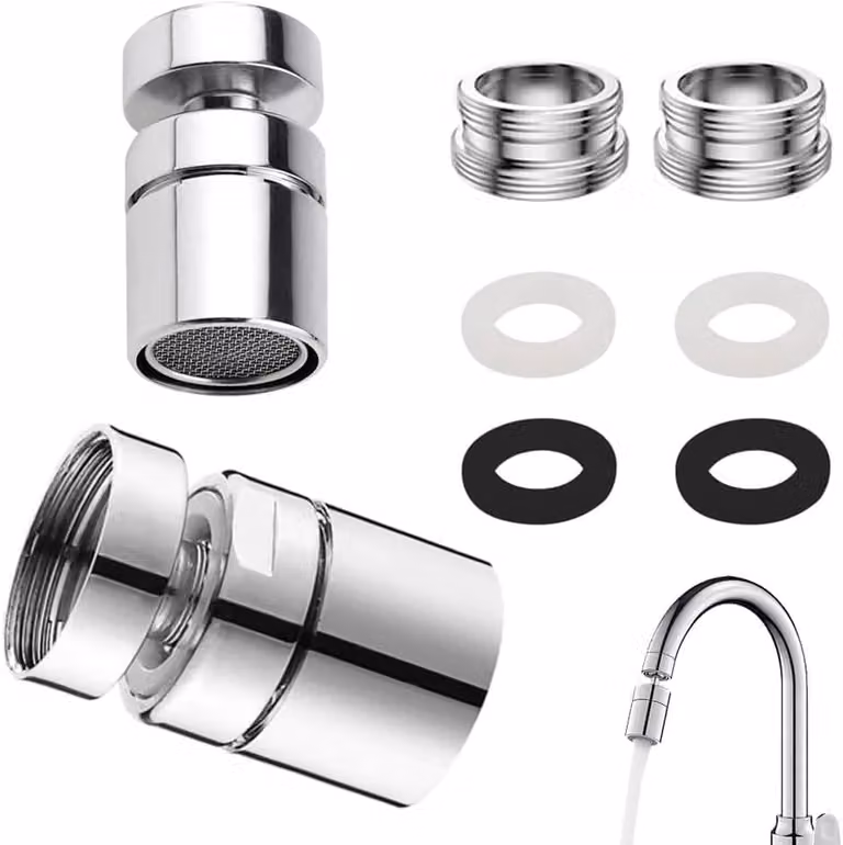 Kit per illuminazione del rubinetto - Rotazione a 360° - Adattatore con filettatura interna M24 e 22 - Fissaggio perfetto per rubinetti da cucina e bagno