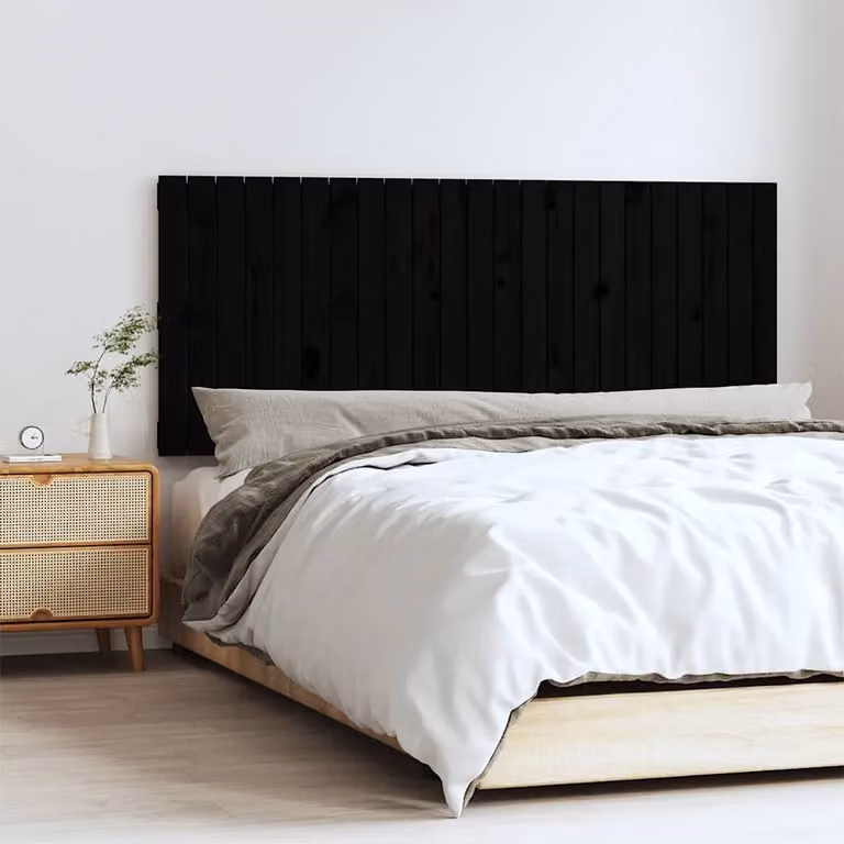 Testiera da parete vidaXL in legno massello di pino nero, L 147 cm x H 60 cm x P 3 cm
