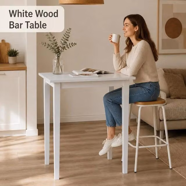 White Wooden Bar Table