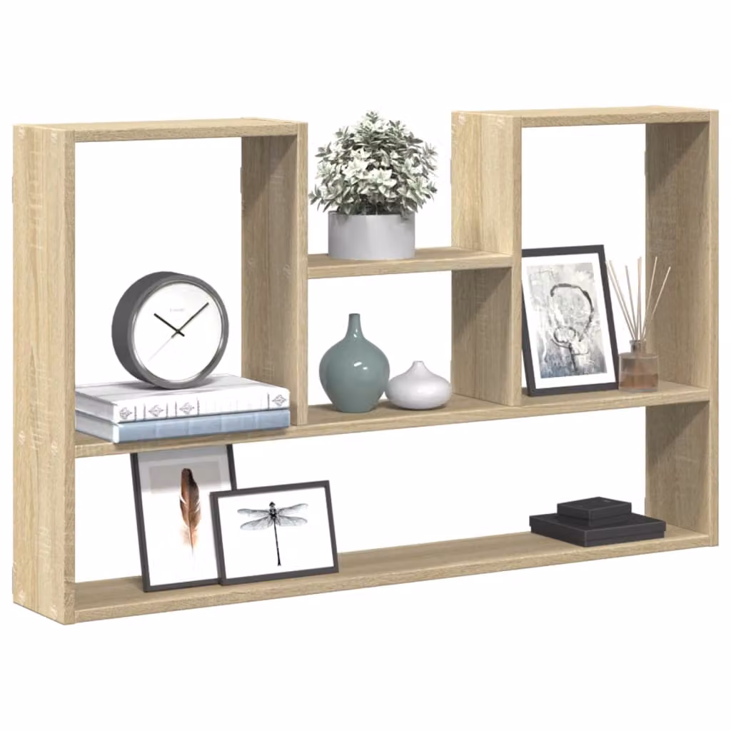 Scaffale a Parete vidaXL in MDF Rovere Sonoma, Marrone, L: 99 cm, P: 15 cm, H: 60 cm