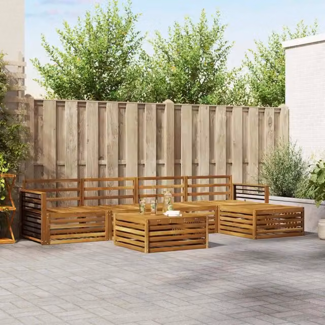 Set di divani da esterno 6 pz Naturale Legno di Acacia Massello 3373349