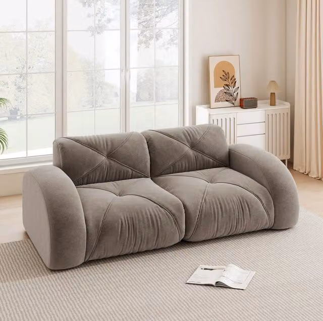 Divano modulare senza struttura 2 posti in chenille taupe HOMVRA