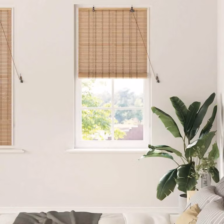 Tenda a rullo vidaXL in bambù color naturale beige e marrone, resistente ai raggi UV, L 80 cm x H 160 cm