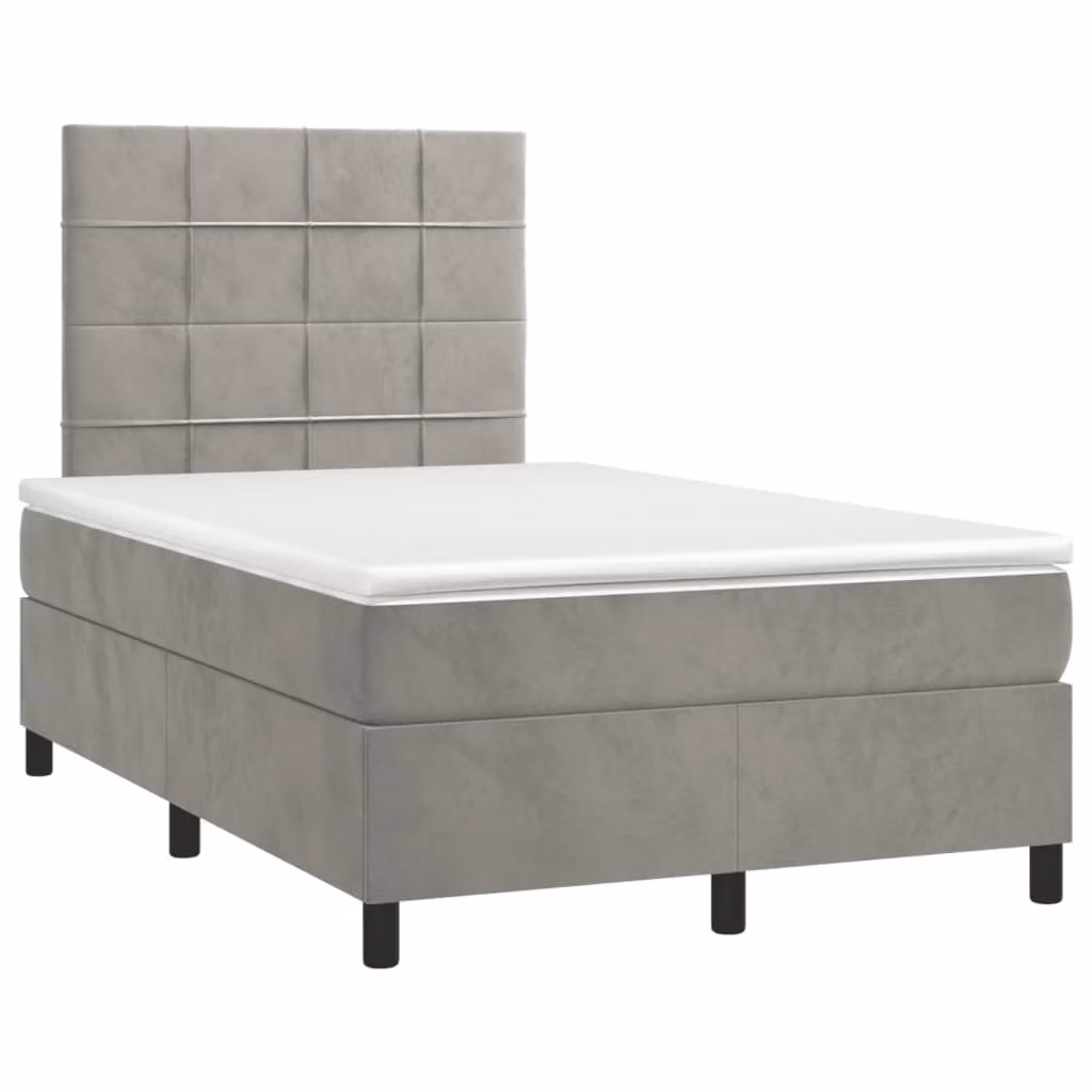 Maison Exclusive - Giroletto a Molle con Materasso Grigio Chiaro 120x190cm Velluto