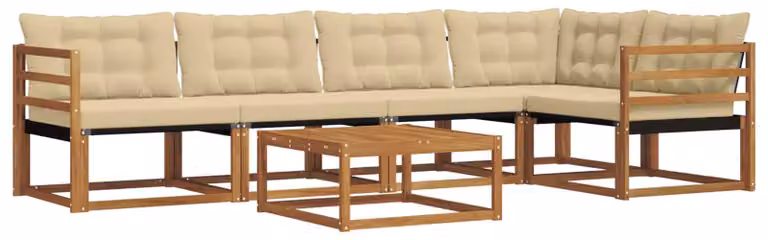 Set da salotto da esterno vidaXL, 6 pezzi, colore naturale e beige