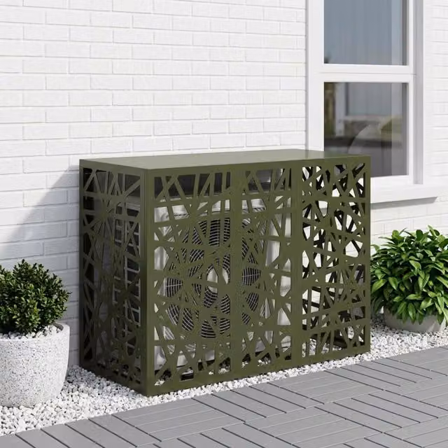 Copertura per condizionatore d'aria vidaXL in acciaio verde oliva L/P/H: 110 x 80 x 50 cm