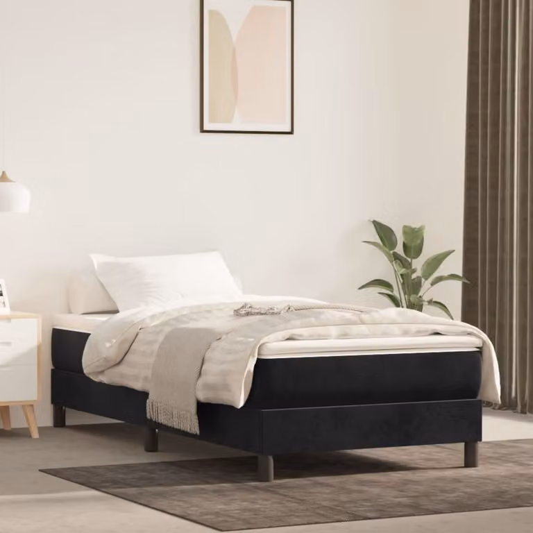 The Living Store struttura letto nera 80x200 cm in velluto