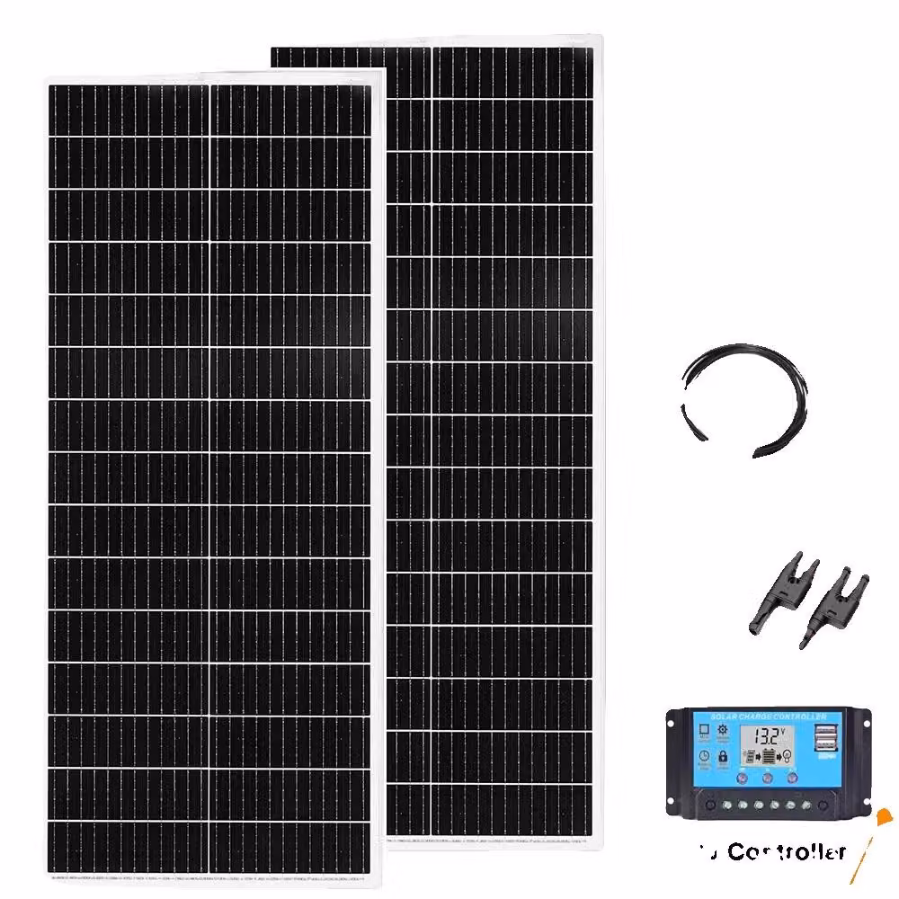 Pannello solare, potenza in uscita 100 W, tecnologia monocristallina, kit 12 V 200 W