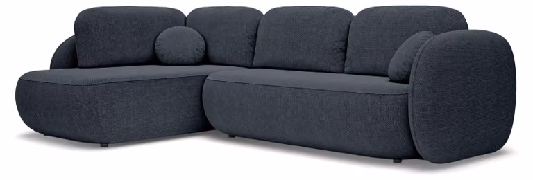 Divano angolare con funzione letto, modello Olemo, colore blu notte (sinistro)