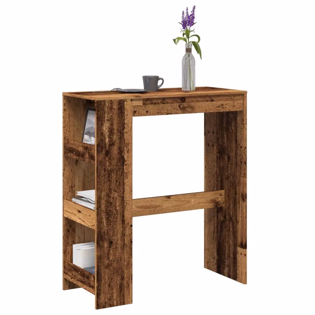 vidaXL Tavolo Bar con Rastrelliera in Legno Multistrato Colore Marrone Antico L/P/H: 90 x 40 x 103,5 cm