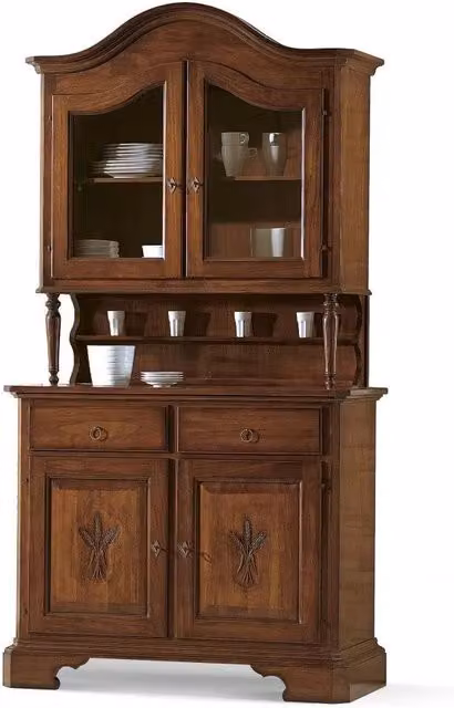 Cristalliera Spiga con 2 porte in stile arte povera Mobili 2G colore noce L: 114 cm, P: 49 cm, H: 205 cm – 3
