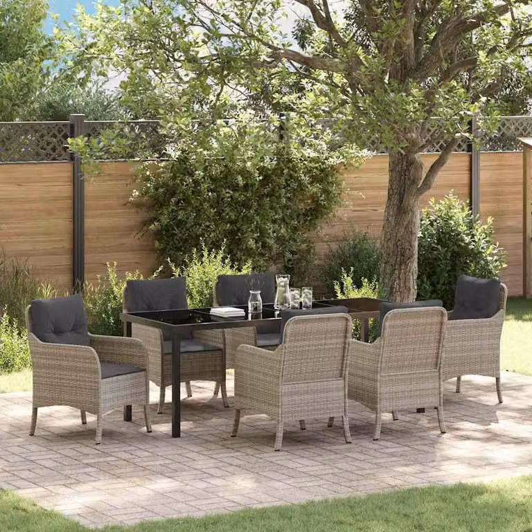 Maison Exclusive - Set da giardino per esterni, 7 pezzi, rattan sintetico color grigio chiaro