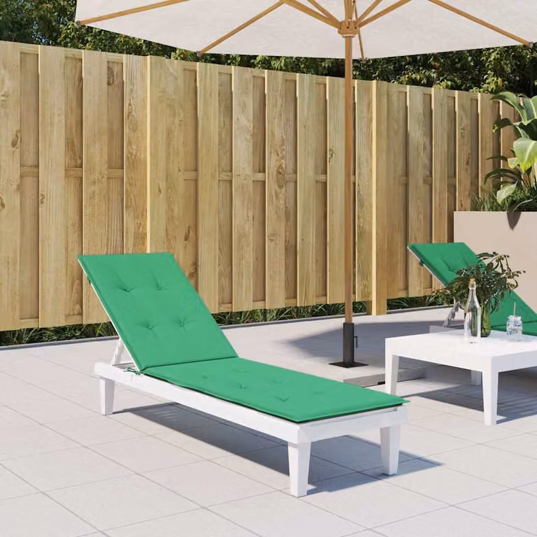 Cuscino per Sdraio vidaXL Verde con Schiuma, Idrorepellente e Traspirante, L: 105 cm, P: 75 cm, H: 4 cm
