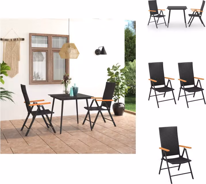 vidaXL Set da pranzo da giardino a 3 pezzi nero e marrone - Set di mobili da giardino