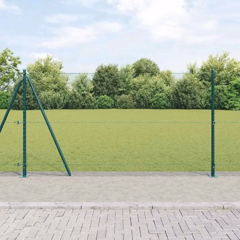 Recinzione esagonale vidaXL con base in cemento e rete in acciaio rivestita in PVC verde, L: 120 cm, H: 50 cm