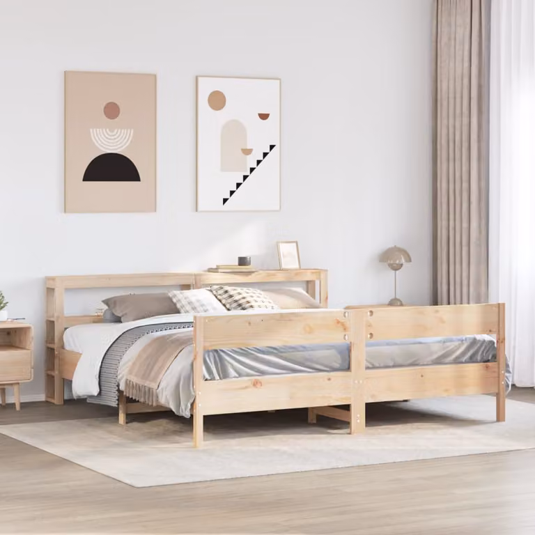 vidaXL Letto in Legno di Pino Massello Rustico Marrone L: 180 cm, P: 200 cm