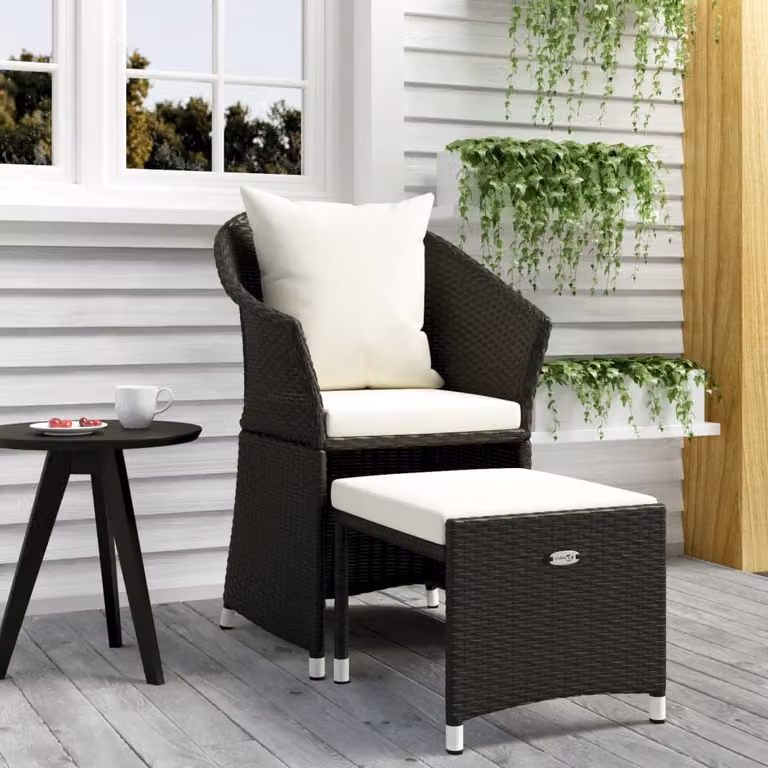 Set da giardino vidaXL in polyrattan nero con cuscini per 2 adulti