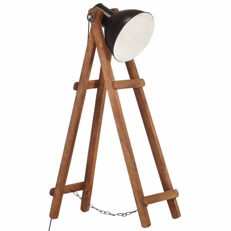 Lampada da terra in legno massiccio di mango nero E27