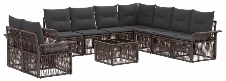 Set Divano da Giardino 10 pcs Grigio polyrattan
