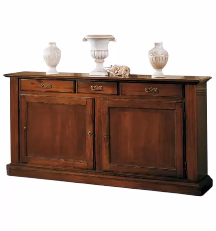 Madia credenza in stile arte povera con 2 porte in legno color noce Mobili 2G L/P/H: 196 x 50 x 104 cm – 1