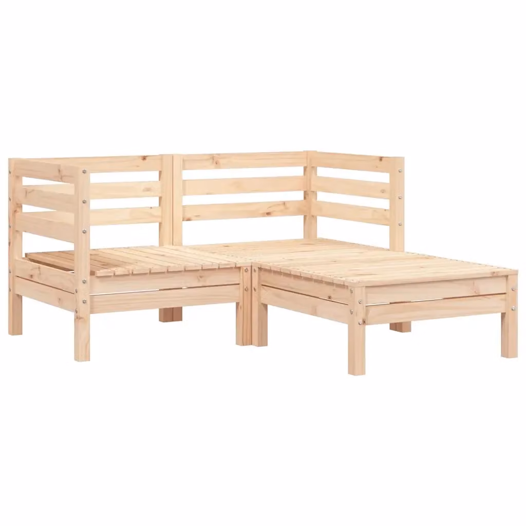 vidaXL Divano da Giardino a L con Poggiapiedi in Legno di Pino Marrone e Cuscini Inclusi L/P/H: 127 x 62,5 x 60 cm – 2