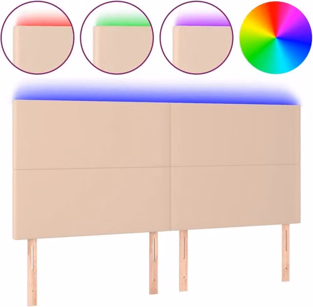 Testiera | Testata a LED Cappuccino 180x5x118/128 cm in Similpelle