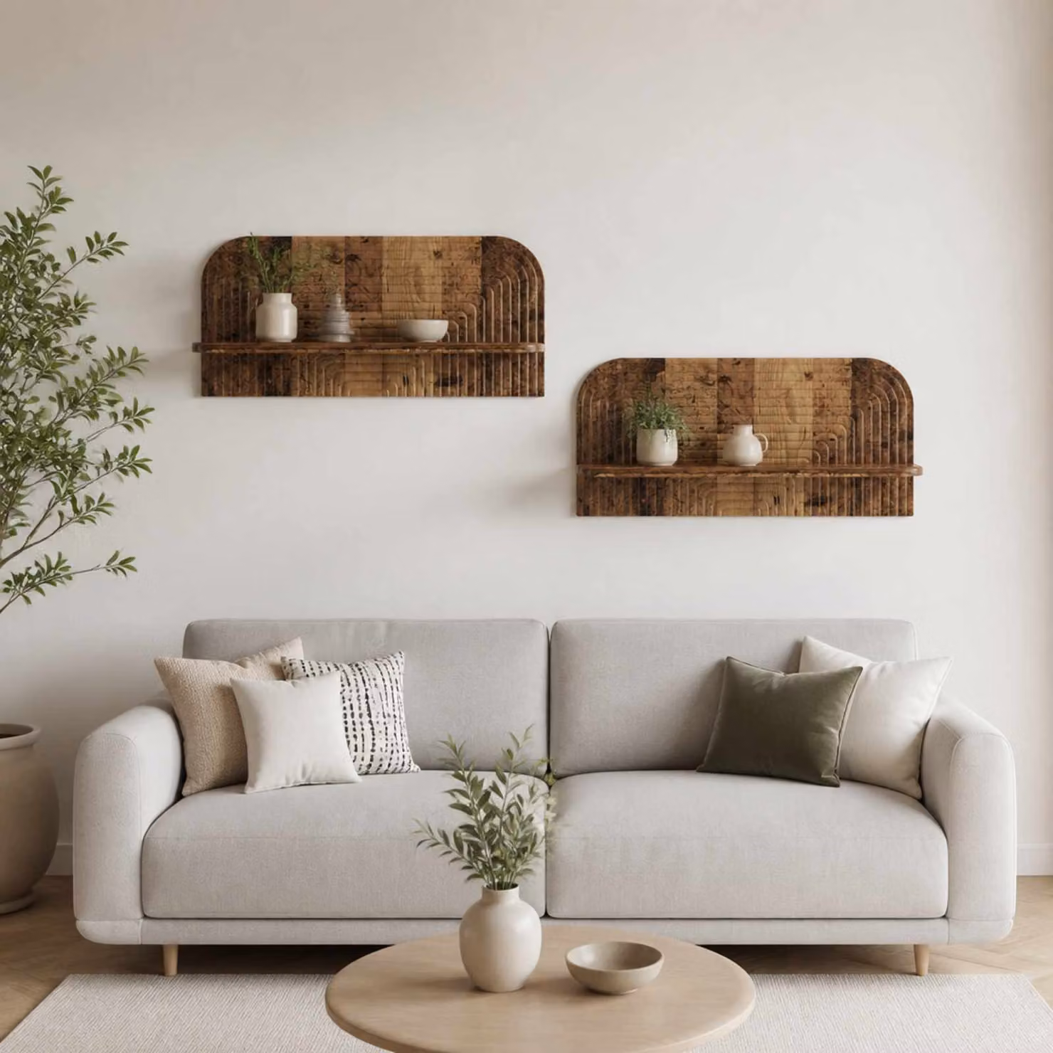 Set di 2 scaffali da parete vidaXL in legno color marrone antico, L 80.5 cm x P 13.5 cm x H 37.5 cm