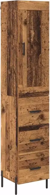 Credenza Buffet in Legno Multistrato con Effetto Legno Vecchio Marrone, L/P/H: 34,5 x 34 x 180 cm