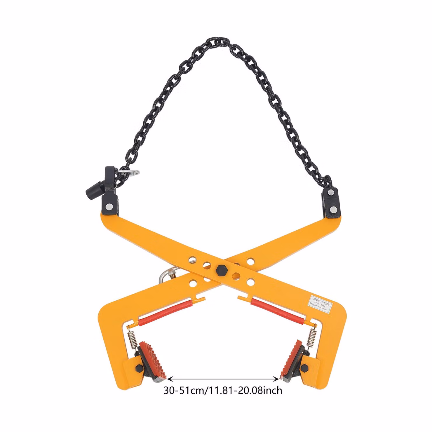 Morsetto di sollevamento, portata 350 kg, design con impugnatura a forbice, arancione