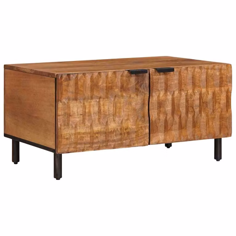 Tavolino da salotto classico vidaXL in legno di mango marrone e nero L: 80 cm, P: 50 cm, H: 40 cm