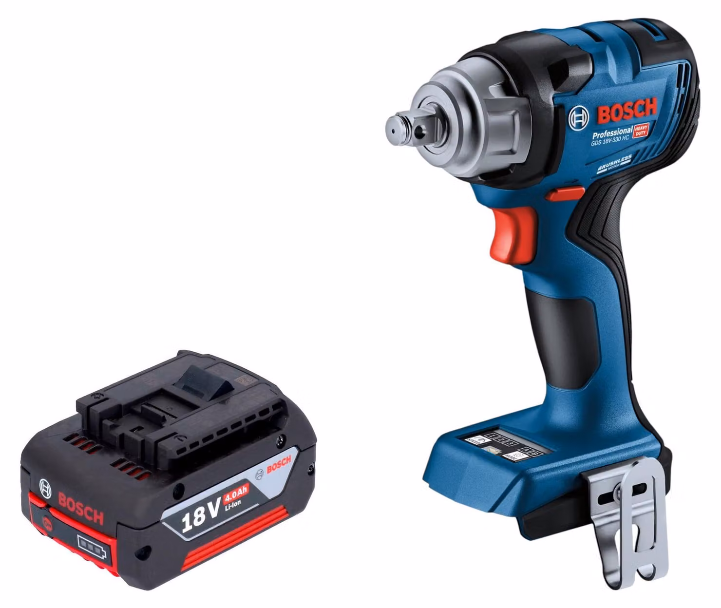 Bosch GDS 18V-330 HC Avvitatore a impulsi professionale a batteria 18 V 330 Nm 1/2" brushless + 1x batteria ricaricabile 4,0 Ah - senza caricabatterie