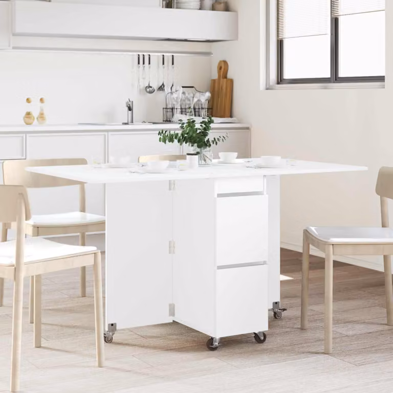 vidaXL Tavolo da Pranzo Rettangolare Estensibile in Legno MDF Bianco Moderno L: 140 cm, P: 80 cm, H: 77 cm