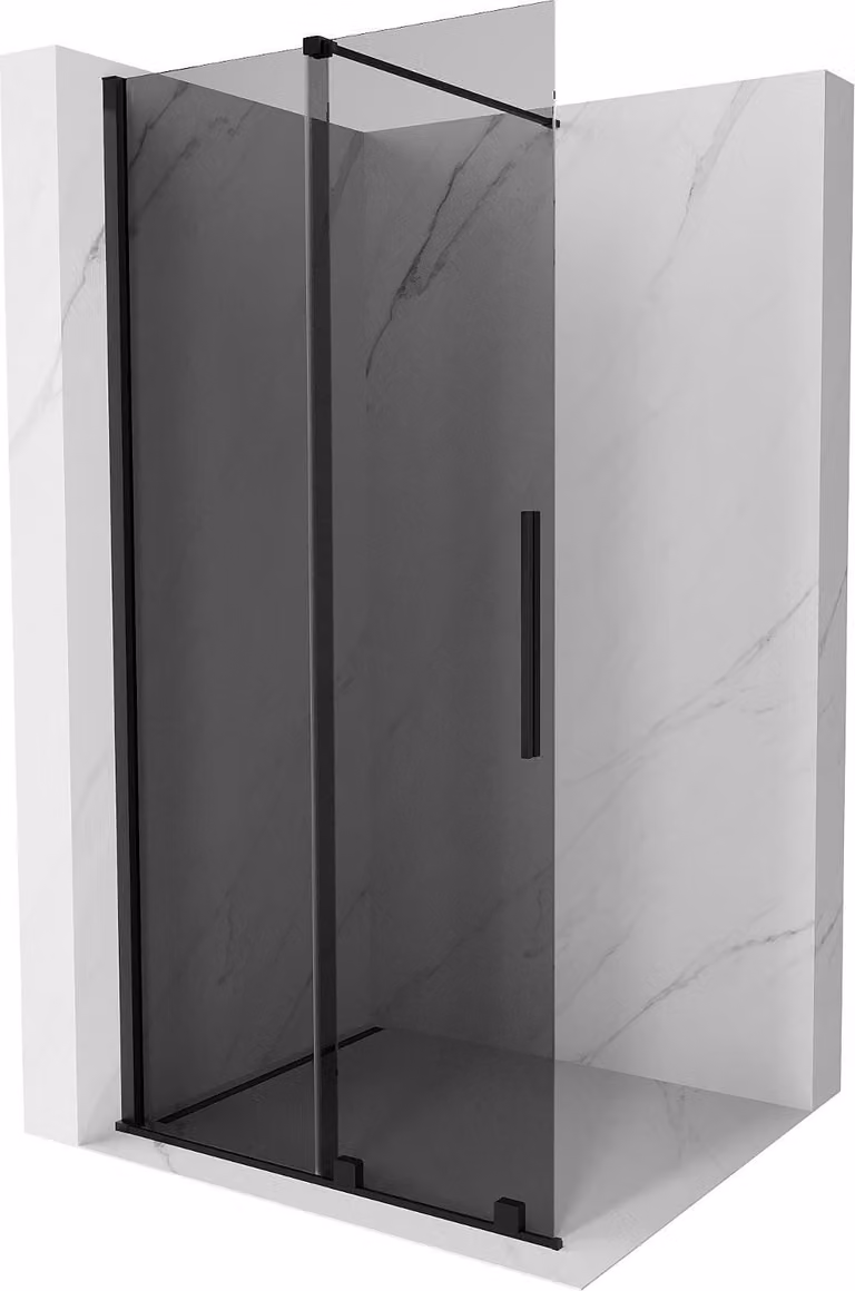 Mexen Velar parete doccia scorrevole Walk-in 100 x 200 cm, grafite 8 mm, nera - 871-100-000-43-70