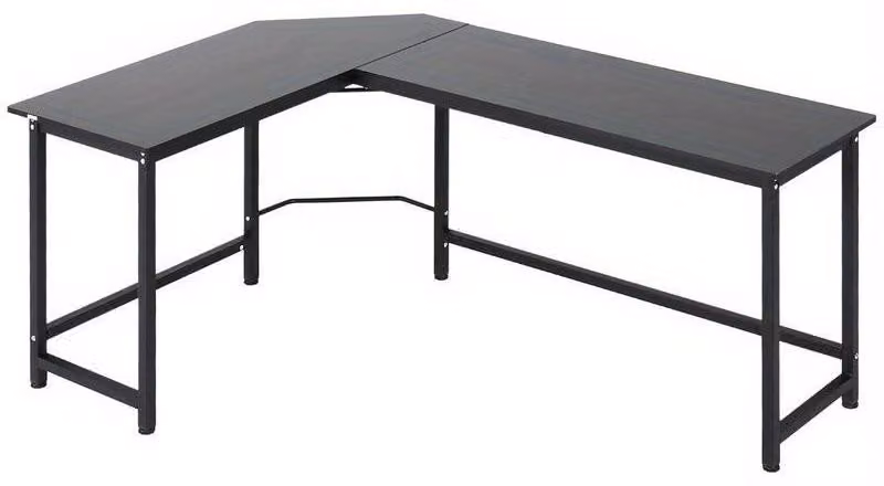 Scrivania angolare 168x120x75 cm – Scrivania per computer – Regolabile in altezza – Struttura in metallo nero – Postazione di lavoro ergonomica