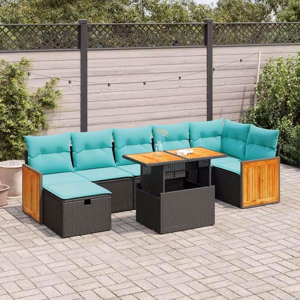 Maison Exclusive - Set da giardino 8 pezzi con cuscini Grigio Polyrattan Acacia