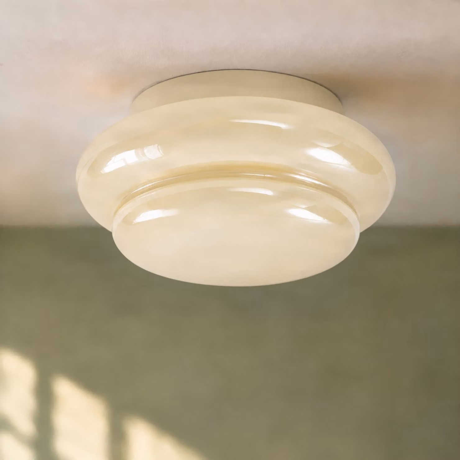 Plafoniera soffitto Leilani Lucande, dimmerabile, Giallo / Arancione, Soggiorno / Sala da pranzo, Vetro, Design, Plafoniera