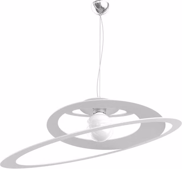 Lampada a sospensione industriale Top Light in metallo bianco, design minimalista rotondo con 1 luce E27, diametro: 70 cm