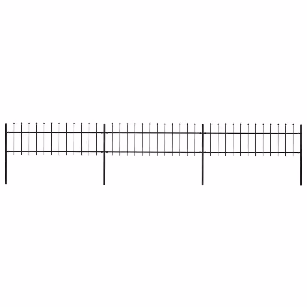 Recinzione da giardino vidaXL con punta a lancia in acciaio nero L: 504 cm, H: 60 cm