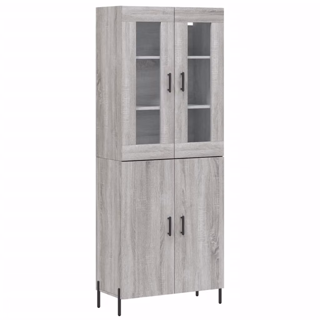 Credenza Grigio Sonoma 69,5x34x180 cm in Legno Multistrato