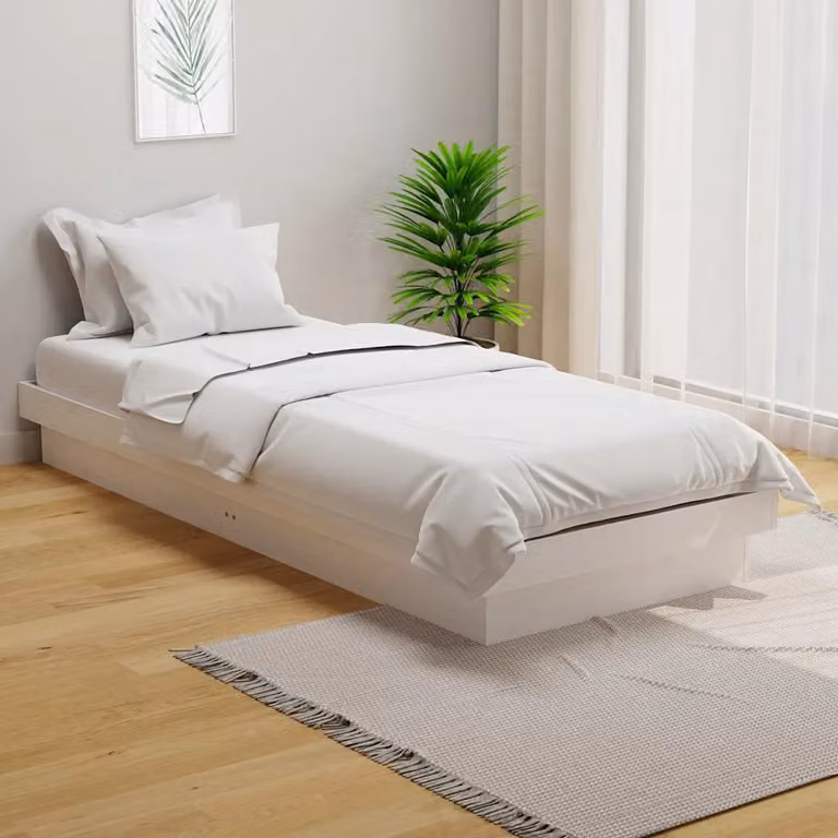 Giroletto vidaXL in legno massello di pino bianco con doghe piatte L/P/H: 190 x 80 x 21 cm