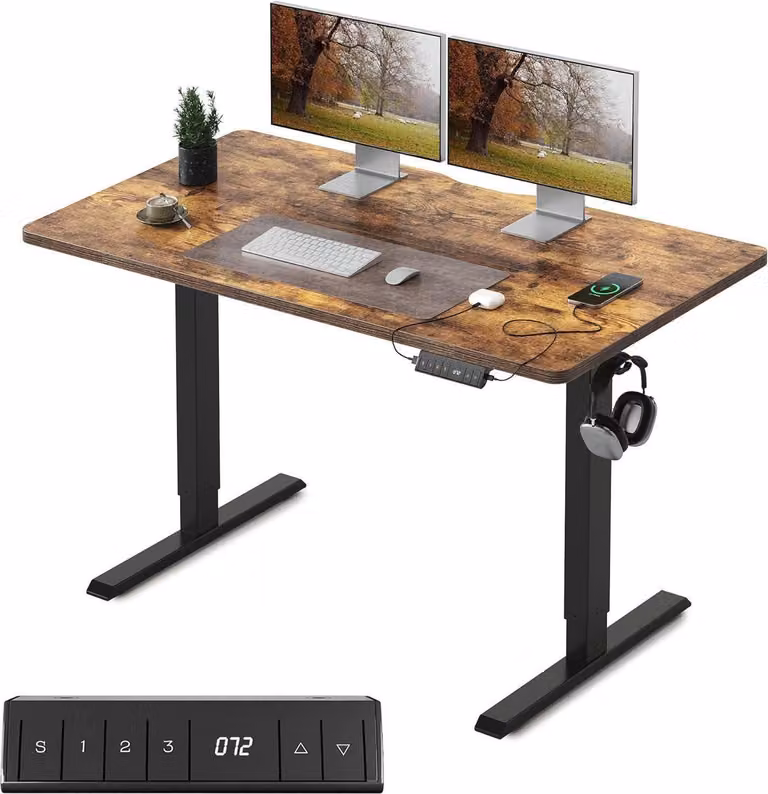 FEZIBO scrivania regolabile elettricamente in altezza 100x60cm marrone