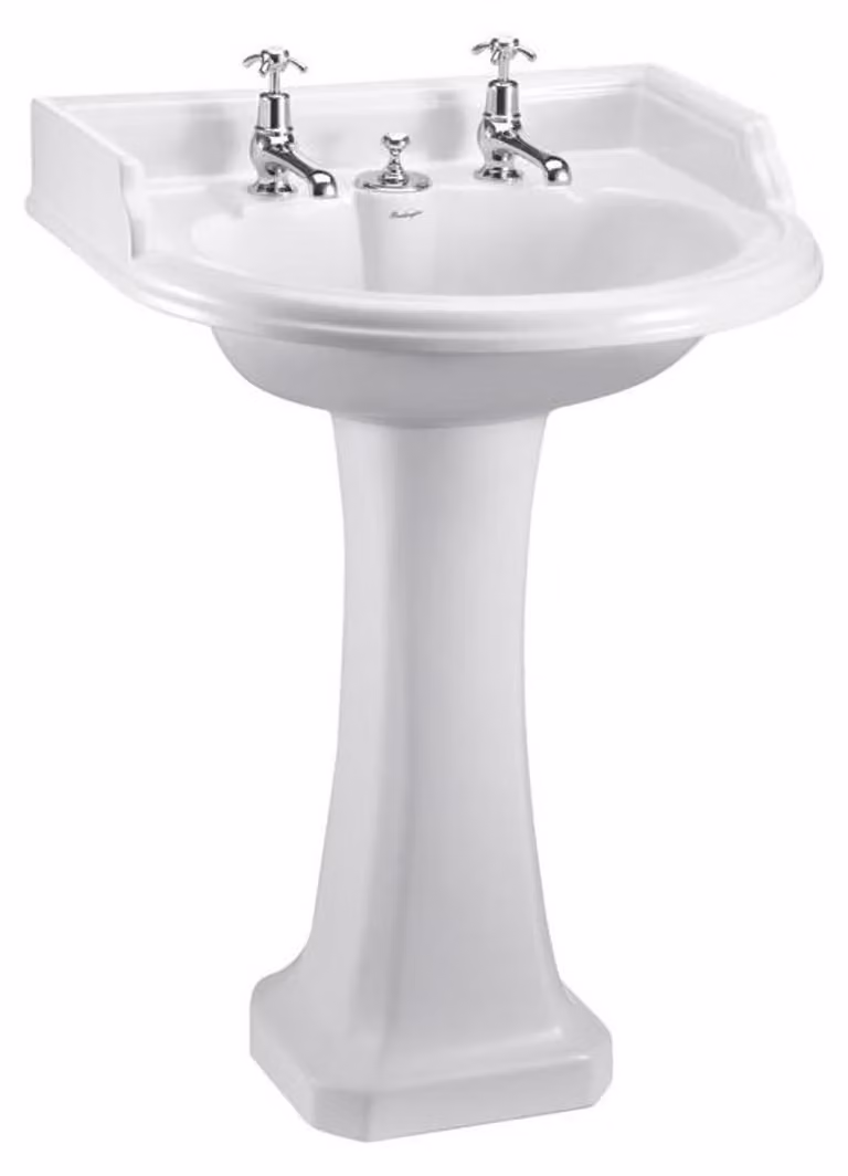 Lavabo Art Déco Casa Padrino con 2 fori per rubinetti - Lavabo in porcellana, colore bianco, dimensioni 65 x 57,5 x 92 cm