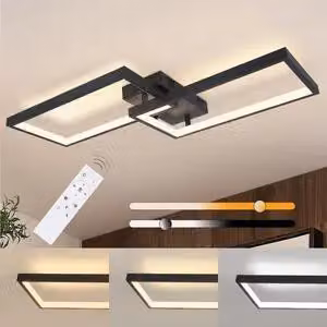 ZMH LED plafoniere Plafoniera nera dimmerabile con telecomando 40W metallo lampada da soggiorno lampada moderna da cucina lampada da camera da letto lampada da letto
