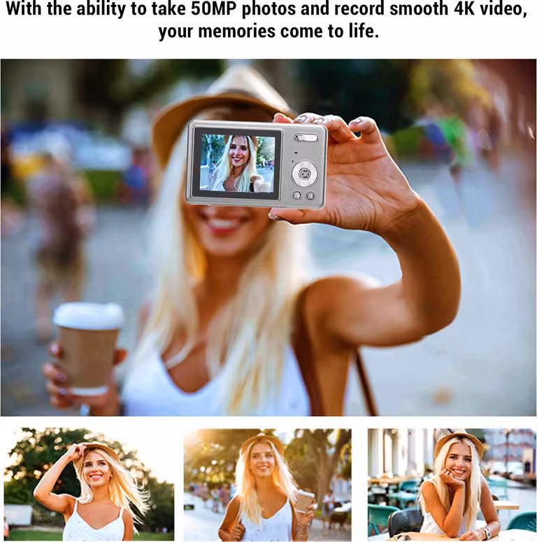 Fotocamera digitale da 2,4 pollici, alta risoluzione, zoom 16x, portatile, compatta per i viaggi, 64 GB