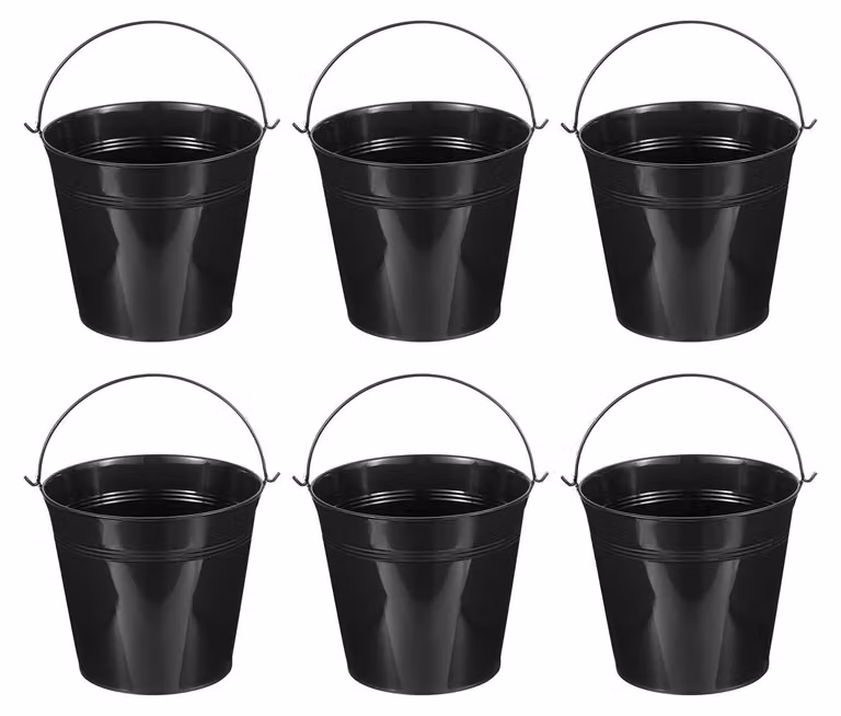 Omgoods - Secchielli in metallo mini con manico - Set di 6 secchielli decorativi colorati
