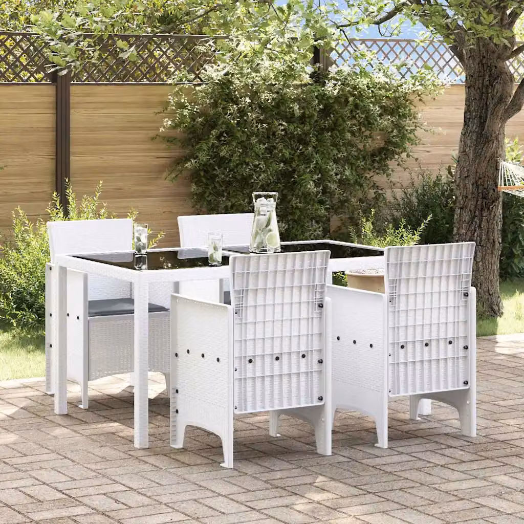Set di 4 sedie da giardino vidaXL bianche in plastica resistente alle intemperie con braccioli