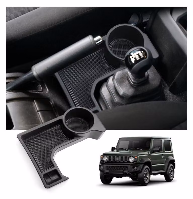 Contenitore portaoggetti per la console centrale, compatibile con Suzuki Jimny JB64W JB74W, cambio automatico, colore nero, materiale ABS