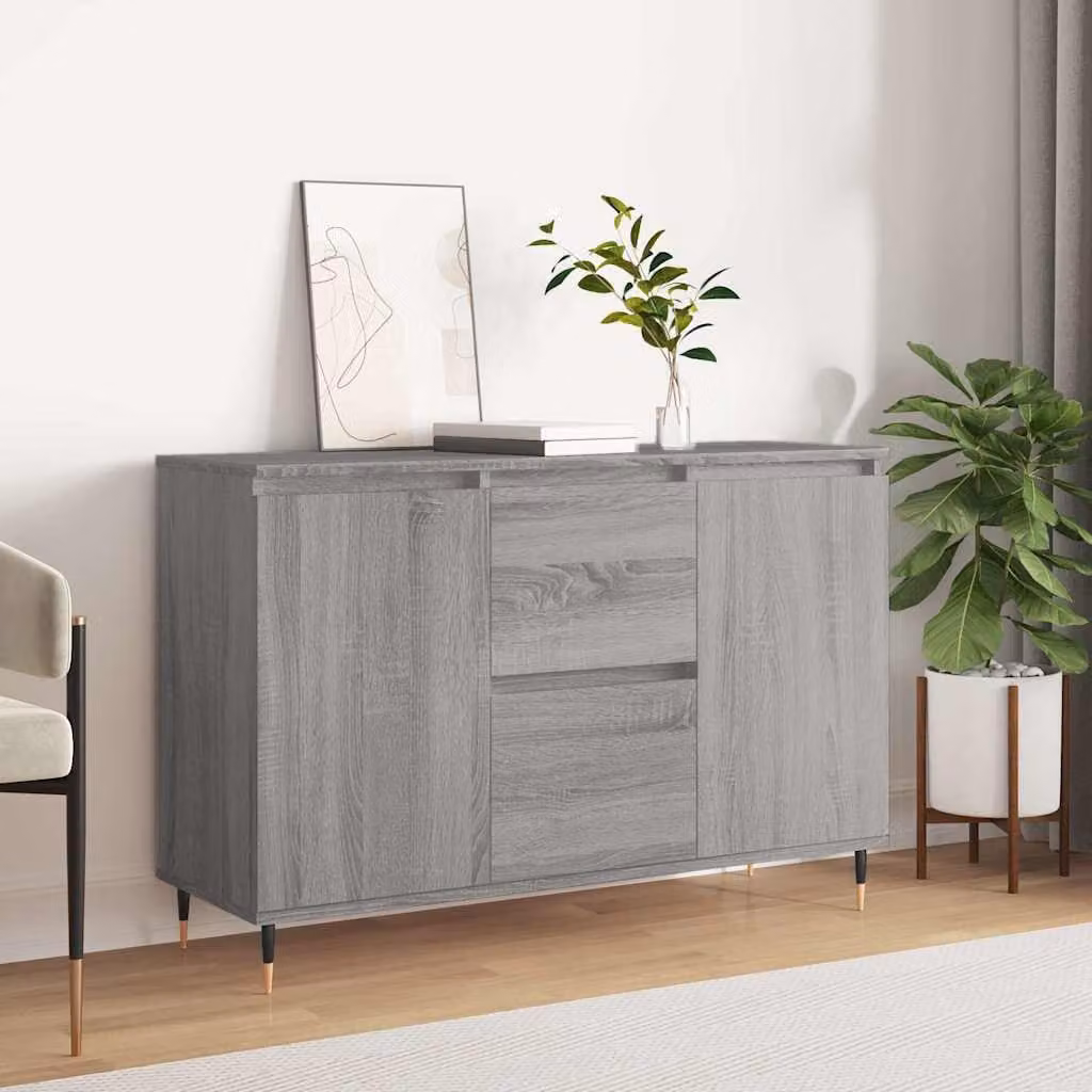 Credenza vidaXL in Legno Multistrato Grigio Sonoma, L 101,5 cm x P 35 cm x H 70 cm